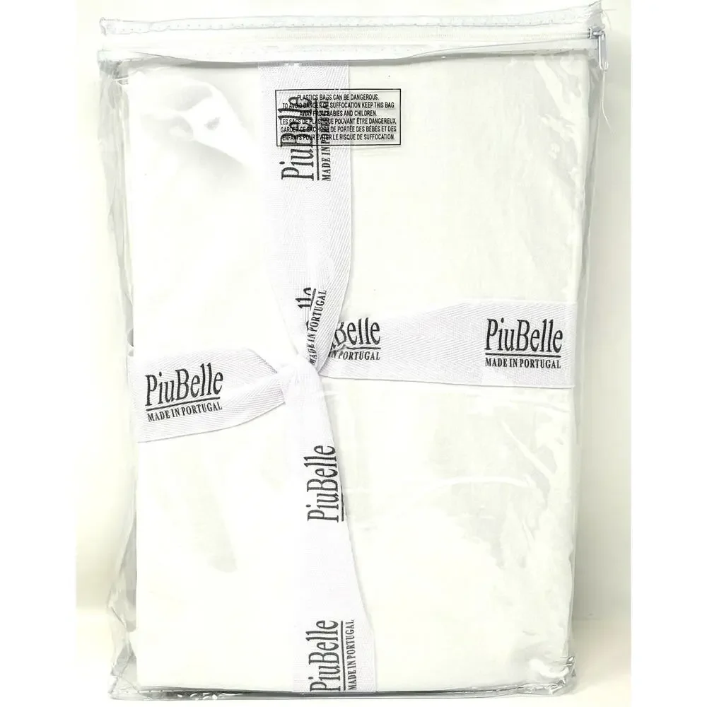 Piu Belle White Queen Sheet Set 100% Cotton Olive Green Hemstitch Border Trim